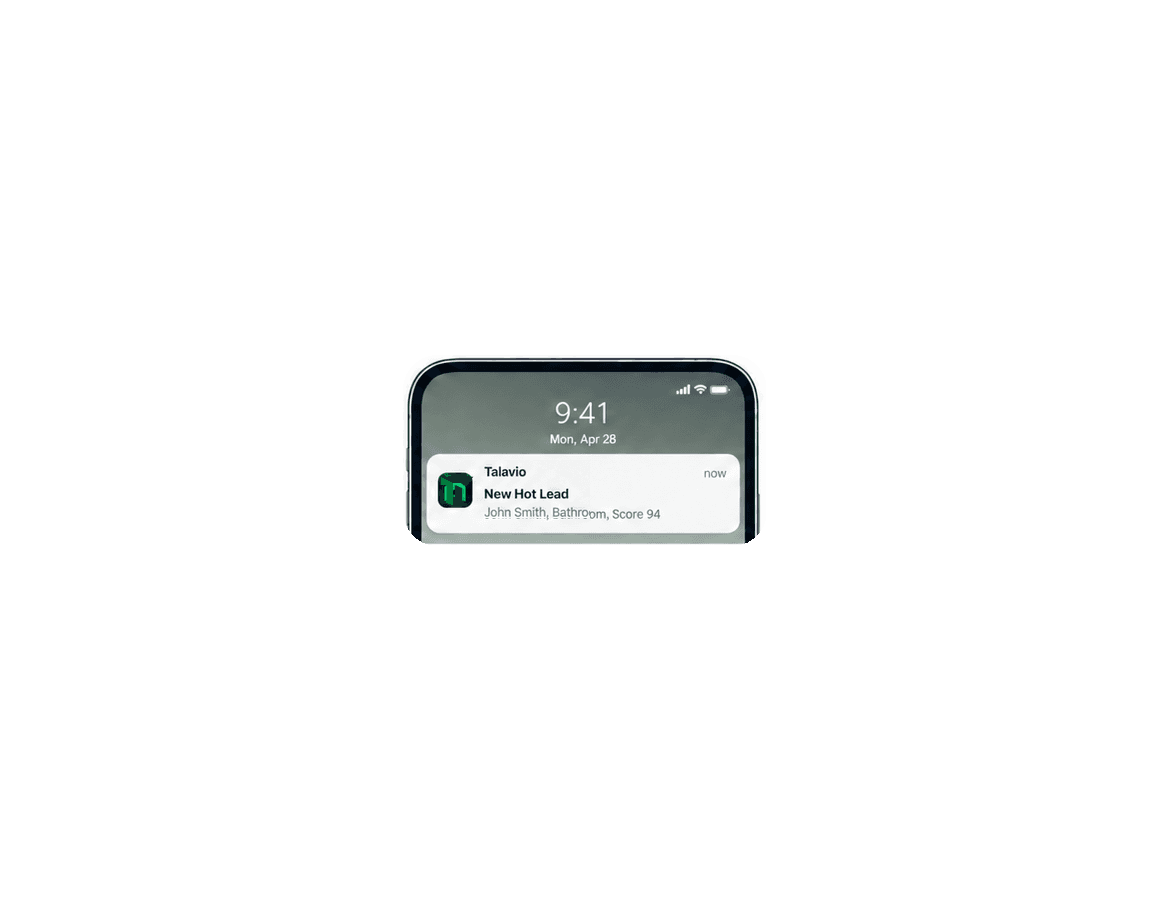 Mobile notification for a new high-value renovation lead